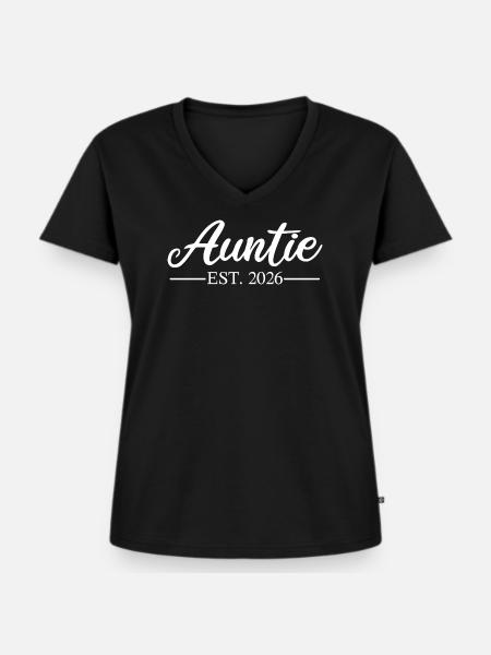 AUNTIE EST 2026 - Frauen Premium Bio T-Shirt mit V-Ausschnitt - Schwarz