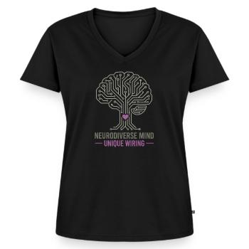 NEURODIVERSER GEIST Einzigartiges Verdrahtungsbewusstsein - Frauen Premium Bio T-Shirt mit V-Ausschnitt - Schwarz - Vorne - AI Model Female 172 light (172cm)
