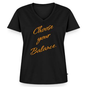 Choose Your Balance - Mindset & Balance - Women's Premium Organic V-neck T-shirt - black - Front - AI Model Female 172 light (172cm)