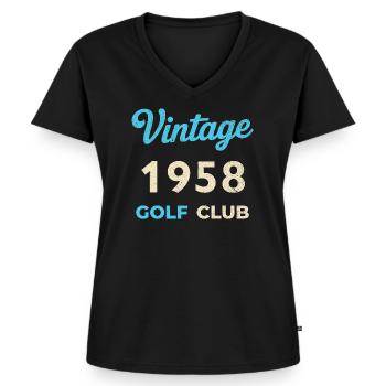 Vintage 1958 Golf Club Retro Birth Year Gift - Women's Premium Organic V-neck T-shirt - black - Front - AI Model Female 172 light (172cm)