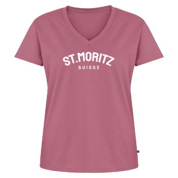 St. Moritz - Suisse - Schweiz - Swiss - Frauen Premium Bio T-Shirt mit V-Ausschnitt - Mauve - Vorne - AI Model Female 172 dark (172cm)