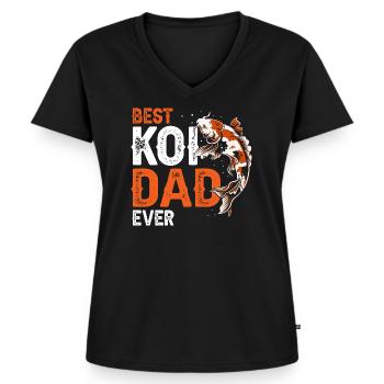 Best Koi Dad Ever Funny Koi Fish Father Pride - Frauen Premium Bio T-Shirt mit V-Ausschnitt - Schwarz - Vorne - AI Model Female 172 light (172cm)