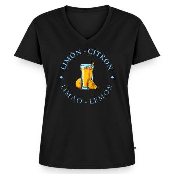 Lemonade Citrus Circle Logo - Women's Premium Organic V-neck T-shirt - black - Front - AI Model Female 172 light (172cm)
