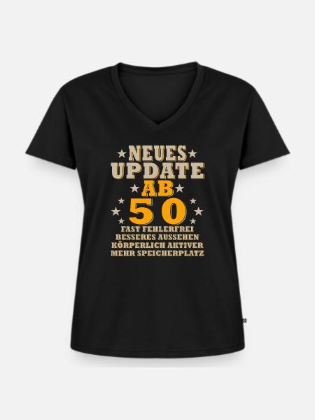 Neues Update ab 50 Retro-Design - Frauen Premium Bio T-Shirt mit V-Ausschnitt - Schwarz