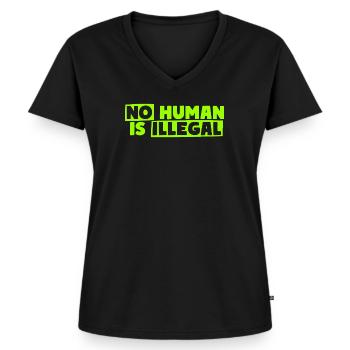 No Human Is Illegal - Women's Premium Organic V-neck T-shirt - black - Front - AI Model Female 172 light (172cm)