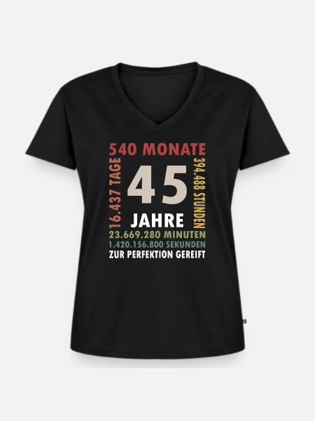 45Jahre Zeitreise Jubiläum - Frauen Premium Bio T-Shirt mit V-Ausschnitt - Schwarz
