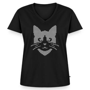 Halbton-Katzengesicht - Frauen Premium Bio T-Shirt mit V-Ausschnitt - Schwarz - Vorne - AI Model Female 172 light (172cm)