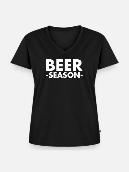 Beer Season - Bier Saison - Frauen Premium Bio T-Shirt mit V-Ausschnitt - Schwarz