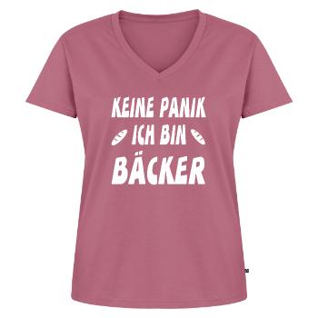 Bäcker - Frauen Premium Bio T-Shirt mit V-Ausschnitt - Mauve - Vorne - AI Model Female 172 dark (172cm)