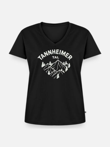 Tannheimer Tal Berglandschaft - Frauen Premium Bio T-Shirt mit V-Ausschnitt - Schwarz