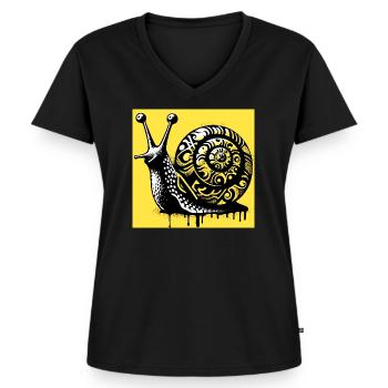 Snail - Women's Premium Organic V-neck T-shirt - black - Front - AI Model Female 172 light (172cm)