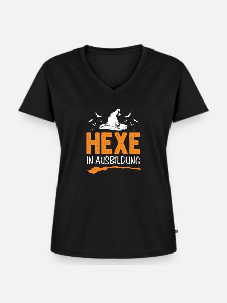 Hexe in Ausbildung - Frauen Premium Bio T-Shirt mit V-Ausschnitt - Schwarz