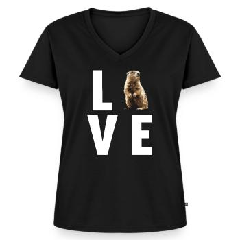 Murmeltiere Murmeltier - Frauen Premium Bio T-Shirt mit V-Ausschnitt - Schwarz - Vorne - AI Model Female 172 light (172cm)