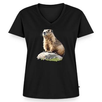Murmeltiere Murmeltier - Frauen Premium Bio T-Shirt mit V-Ausschnitt - Schwarz - Vorne - AI Model Female 172 light (172cm)