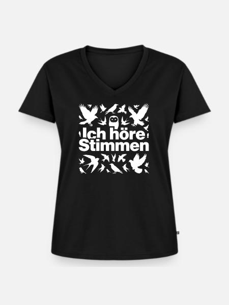 Vogelstimmen - Frauen Premium Bio T-Shirt mit V-Ausschnitt - Schwarz