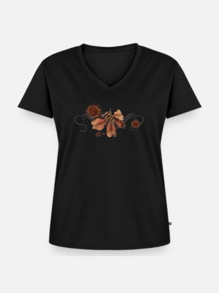 verwelkte apfelblume, vanitas - Frauen Premium Bio T-Shirt mit V-Ausschnitt - Schwarz