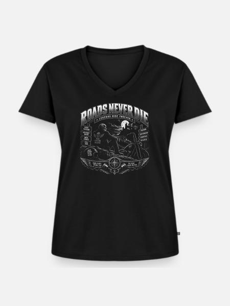 Wolves Garage – Motorradmechaniker Wolf-Design - Frauen Premium Bio T-Shirt mit V-Ausschnitt - Schwarz