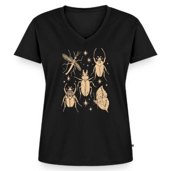 Magische Waldinsekten Schmetterling & Libelle - Frauen Premium Bio T-Shirt mit V-Ausschnitt - Schwarz - Vorne - AI Model Female 172 light (172cm)