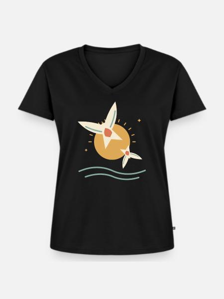 Schwalben bei Sonnenaufgang - Frauen Premium Bio T-Shirt mit V-Ausschnitt - Schwarz