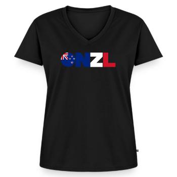New_Zealand - T-shirt encolure en V Premium bio Femme - noir - Devant - AI Model Female 172 light (172cm)