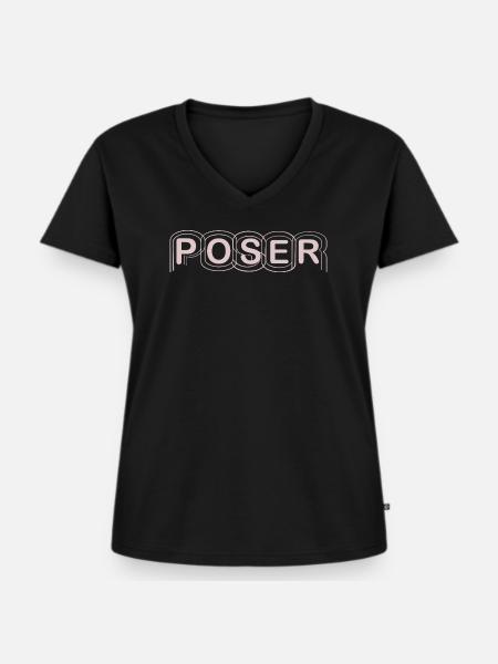 Minimalistisches POSER-Textdesign - Frauen Premium Bio T-Shirt mit V-Ausschnitt - Schwarz