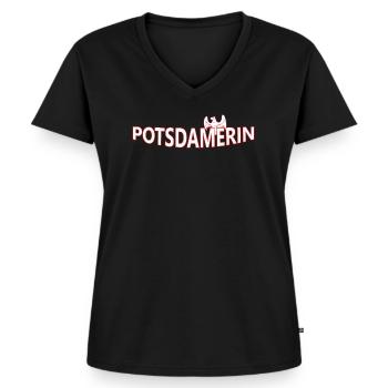 Potsdamer - T-shirt encolure en V Premium bio Femme - noir - Devant - AI Model Female 172 light (172cm)
