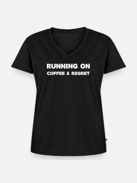 Lebendiges Kaffeezeit-Typografie-Design - Frauen Premium Bio T-Shirt mit V-Ausschnitt - Schwarz