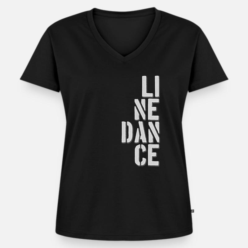 Line Dancing Line Dance - Frauen Premium Bio T-Shirt mit V-Ausschnitt - Schwarz