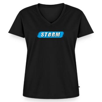 Tempête - Design intemporel - T-shirt encolure en V Premium bio Femme - noir - Devant - AI Model Female 172 light (172cm)