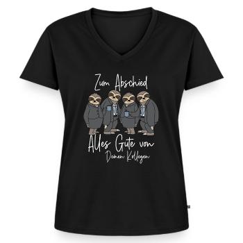 Alles Gute Neuer Job Abschied Kollege Jobwechsel - Frauen Premium Bio T-Shirt mit V-Ausschnitt - Schwarz - Vorne - AI Model Female 172 light (172cm)