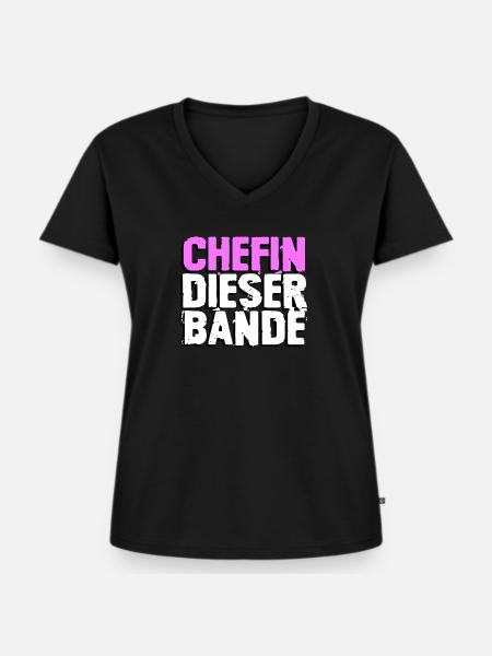 Chefin dieser Bande - Frauen Premium Bio T-Shirt mit V-Ausschnitt - Schwarz