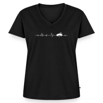 Biene Bienen - Frauen Premium Bio T-Shirt mit V-Ausschnitt - Schwarz - Vorne - AI Model Female 172 light (172cm)