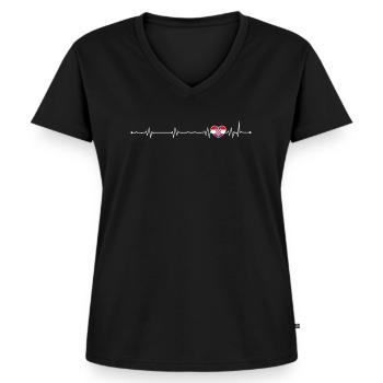 Kroatische Heartbeat-Flagge - Frauen Premium Bio T-Shirt mit V-Ausschnitt - Schwarz - Vorne - AI Model Female 172 light (172cm)