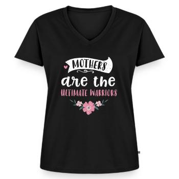Les mères sont les guerrières ultimes - T-shirt encolure en V Premium bio Femme - noir - Devant - AI Model Female 172 light (172cm)