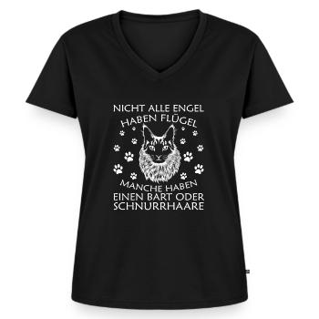 Katze Pfoten Katzenpapa - Frauen Premium Bio T-Shirt mit V-Ausschnitt - Schwarz - Vorne - AI Model Female 172 light (172cm)