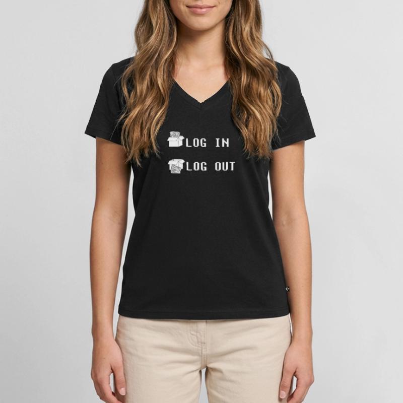 Entwickler Coder Programmierer Einloggen Coding Frauen Premium Bio T-Shirt mit V-Ausschnitt