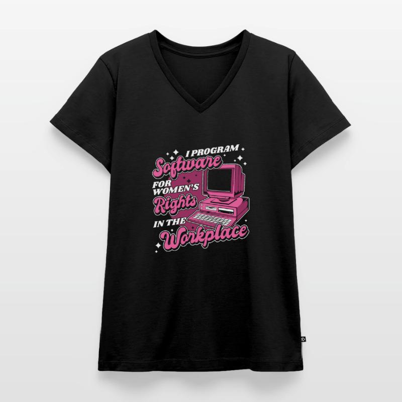 Entwickler Coder Programmierer Arbeitsplatz Frauen Premium Bio T-Shirt mit V-Ausschnitt
