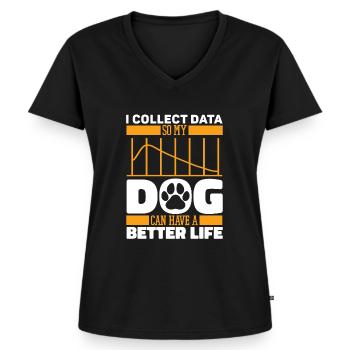 Data Science Data Analyst Hund - Frauen Premium Bio T-Shirt mit V-Ausschnitt - Schwarz - Vorne - AI Model Female 172 light (172cm)