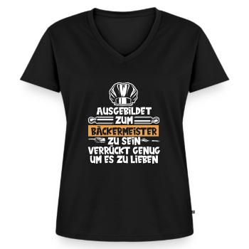 Backen Bäcker Bäckerei Bäckermeister - Frauen Premium Bio T-Shirt mit V-Ausschnitt - Schwarz - Vorne - AI Model Female 172 light (172cm)