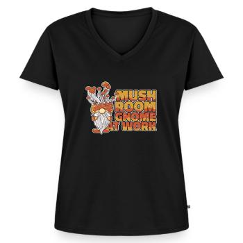 Pilzsammler Pilze Pilzzwerg - Frauen Premium Bio T-Shirt mit V-Ausschnitt - Schwarz - Vorne - AI Model Female 172 light (172cm)