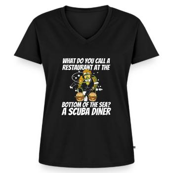 Tauchen Taucher Kommerzielles Tauchen - Frauen Premium Bio T-Shirt mit V-Ausschnitt - Schwarz - Vorne - AI Model Female 172 light (172cm)