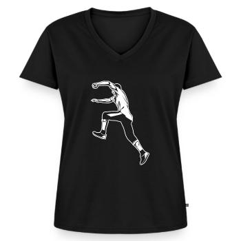 Le parkour - T-shirt encolure en V Premium bio Femme - noir - Devant - AI Model Female 172 light (172cm)
