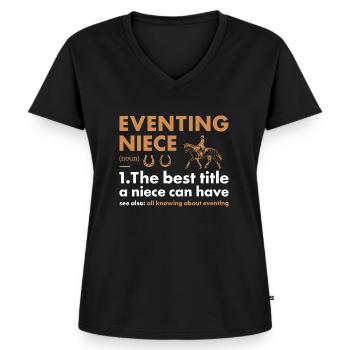 Rider Niece Definition Eventing - Frauen Premium Bio T-Shirt mit V-Ausschnitt - Schwarz - Vorne - AI Model Female 172 light (172cm)