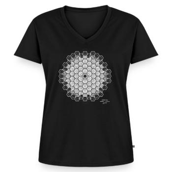 Techno / Trance / Illusion / DREW ART - Frauen Premium Bio T-Shirt mit V-Ausschnitt - Schwarz - Vorne - AI Model Female 172 light (172cm)
