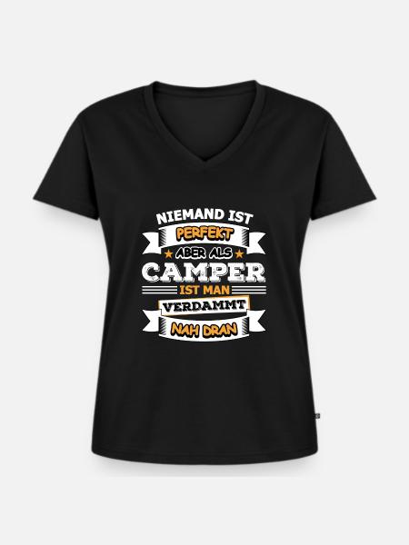 Camper - Frauen Premium Bio T-Shirt mit V-Ausschnitt - Schwarz