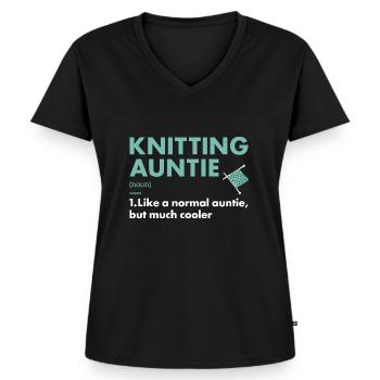 Knitter Auntie Definition Knitting - Frauen Premium Bio T-Shirt mit V-Ausschnitt - Schwarz - Vorne - AI Model Female 172 light (172cm)