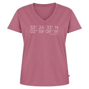 Coordinates: Liverpool, England - Women's Premium Organic V-neck T-shirt - mauve - Front - AI Model Female 172 dark (172cm)