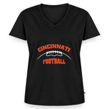 Cincinnati Football - T-shirt encolure en V Premium bio Femme - noir - Devant - AI Model Female 172 light (172cm)