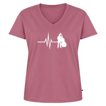 Mon cœur bat pour le double instrument basse basse - T-shirt encolure en V Premium bio Femme - mauve - Devant - AI Model Female 172 dark (172cm)