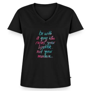 ruin your lipstick - Frauen Premium Bio T-Shirt mit V-Ausschnitt - Schwarz - Vorne - AI Model Female 172 light (172cm)